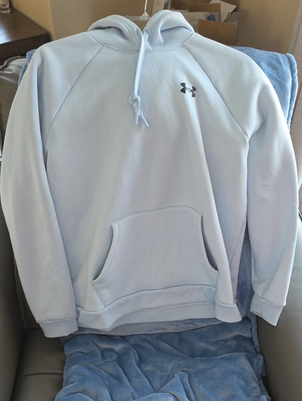 Under Armour Light Blue Pullover Hoodie with Logo